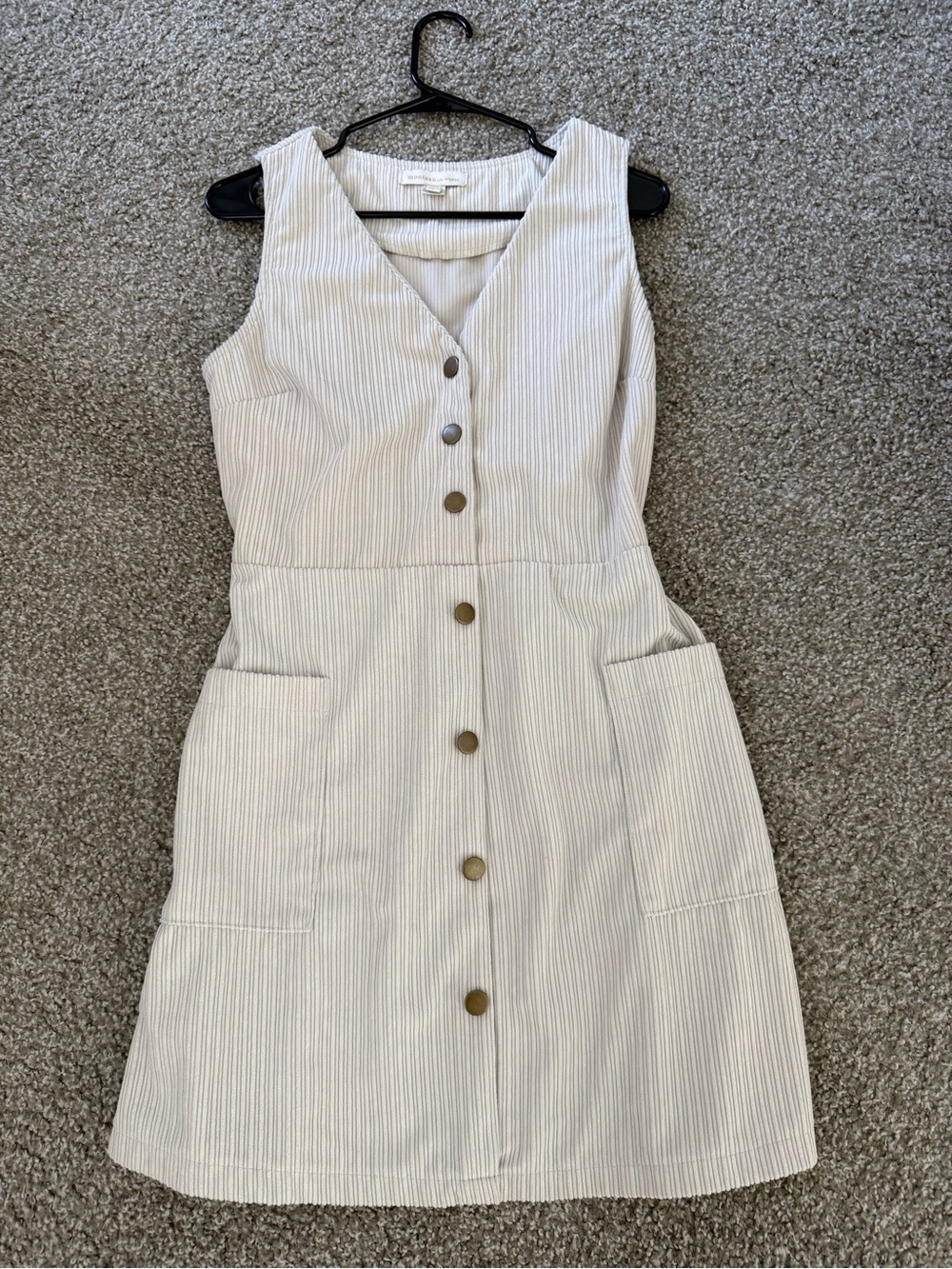 Monteau Cream Pinstripe Button-Front Mini Dress